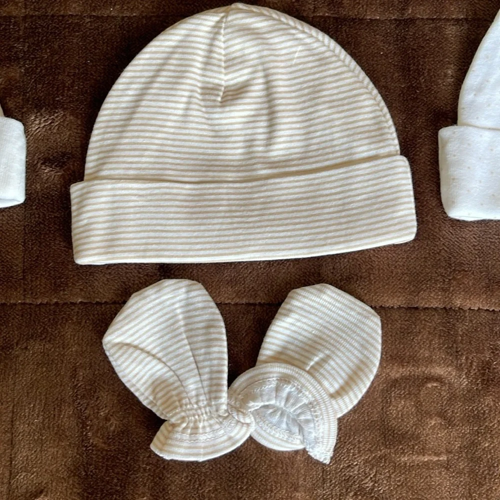Baby Cap With Matching Mittens Bundle of Three